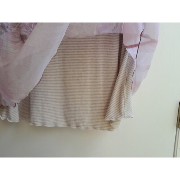 Sundance Womens Layered Flutter Sleeve Feminine Fairy Floral Striped Sz XL Top - Picture 5 of 7